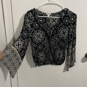 Wrap bell sleeve top